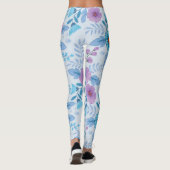 Lila und blaue Blumen Leggings (Rückseite)