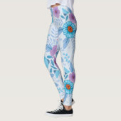 Lila und blaue Blumen Leggings (Links)