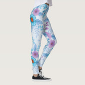 Lila und blaue Blumen Leggings (Rechts)