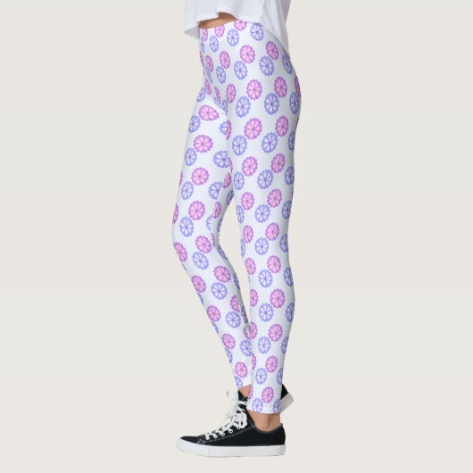 Lila und blaue Blumen Leggings (Links)