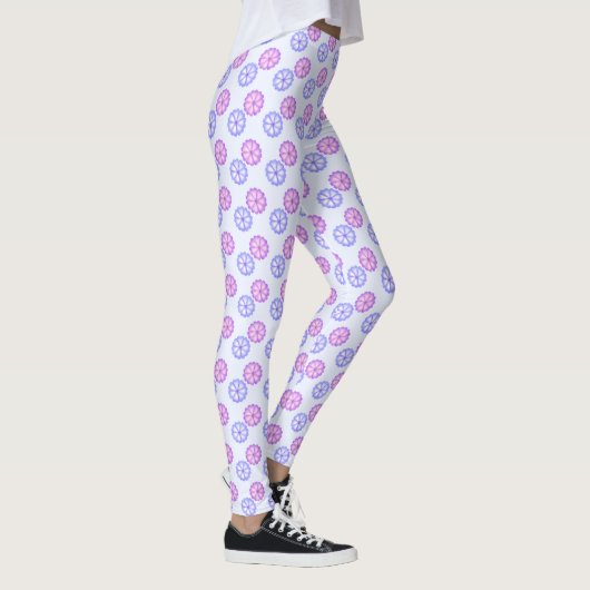 Lila und blaue Blumen Leggings (Rechts)