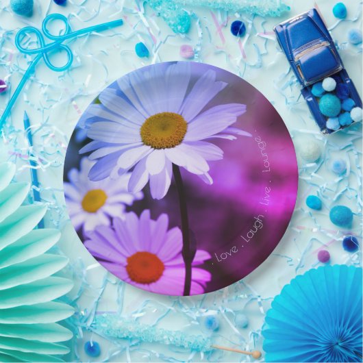 Lila und blaue Blumen Pappteller (Party)