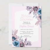 Lila und blaue Blumen Rosa Brautparty Einladung (Vorderseite)