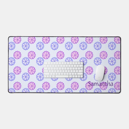 Lila und blaue Blumen Schreibtischunterlage (Tastatur & Maus)