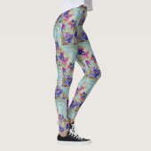 Lila und blaue Blumen Squares Zigzags Leggings (Rechts)