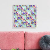 Lila und blaue Blumen Squares Zigzags Leinwanddruck (Insitu (Wohnzimmer))