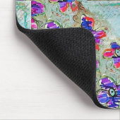 Lila und blaue Blumen Squares Zigzags Mousepad (Ecke)