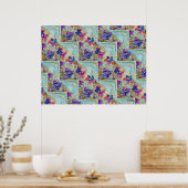 Lila und blaue Blumen Squares Zigzags Poster (Küche)