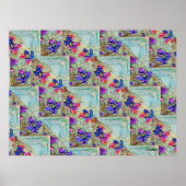 Lila und blaue Blumen Squares Zigzags Poster (Vorne)