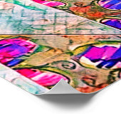 Lila und blaue Blumen Squares Zigzags Poster (Ecke)