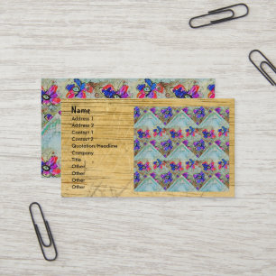 Lila und blaue Blumen Squares Zigzags Visitenkarte
