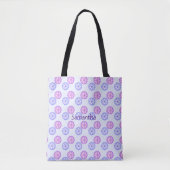 Lila und blaue Blumen Tasche (Vorderseite)