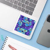 Lila und blaue Blumen William Morris Aufkleber (Laptop mit iPhone)