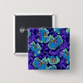 Lila und blaue Blumen William Morris Button (Vorne & Hinten)
