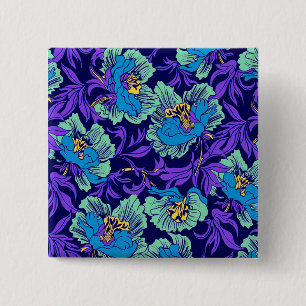 Lila und blaue Blumen William Morris Button