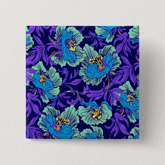 Lila und blaue Blumen William Morris Button (Vorderseite)