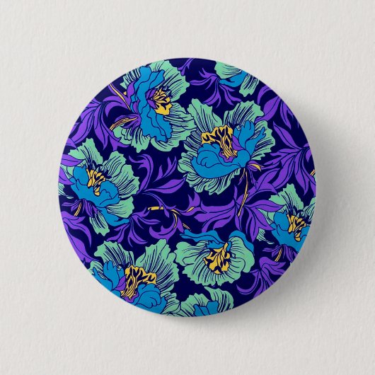 Lila und blaue Blumen William Morris Button (Vorderseite)