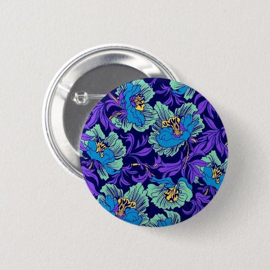 Lila und blaue Blumen William Morris Button (Vorne & Hinten)