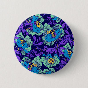 Lila und blaue Blumen William Morris Button