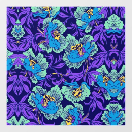 Lila und blaue Blumen William Morris Fensteraufkleber (Blatt)