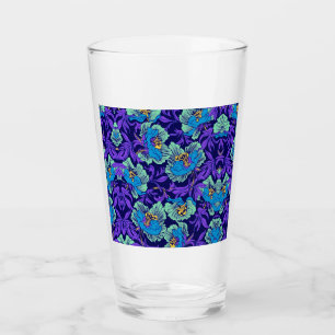 Lila und blaue Blumen William Morris Glas