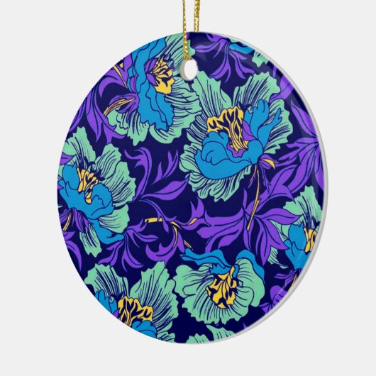 Lila und blaue Blumen William Morris Keramik Ornament (Links)