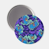 Lila und blaue Blumen William Morris Magnet (Vorderseite/Rückseite)