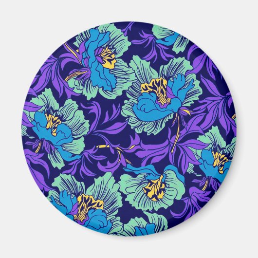 Lila und blaue Blumen William Morris Magnet (Vorne)