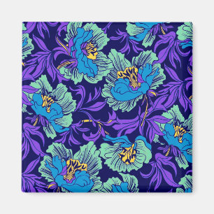 Lila und blaue Blumen William Morris Magnet