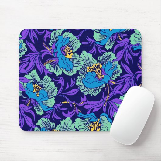 Lila und blaue Blumen William Morris Mousepad (Mit Mouse)