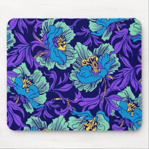 Lila und blaue Blumen William Morris Mousepad