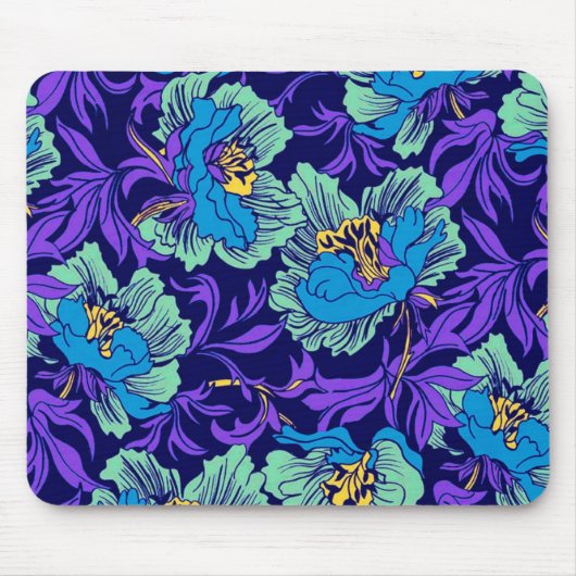 Lila und blaue Blumen William Morris Mousepad (Vorne)