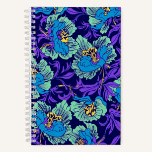 Lila und blaue Blumen William Morris Notizblock