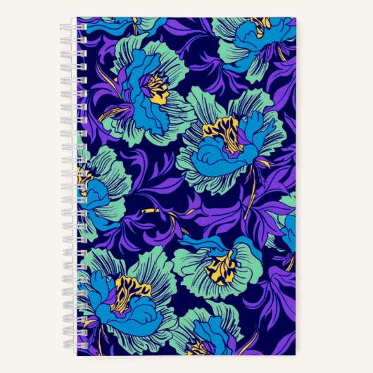 Lila und blaue Blumen William Morris Notizblock (Vorderseite)