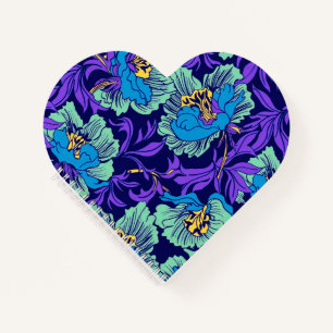 Lila und blaue Blumen William Morris Notizblock