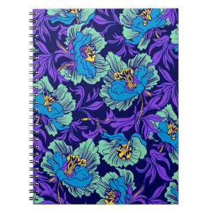 Lila und blaue Blumen William Morris Notizblock