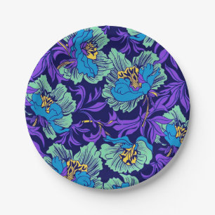 Lila und blaue Blumen William Morris Pappteller
