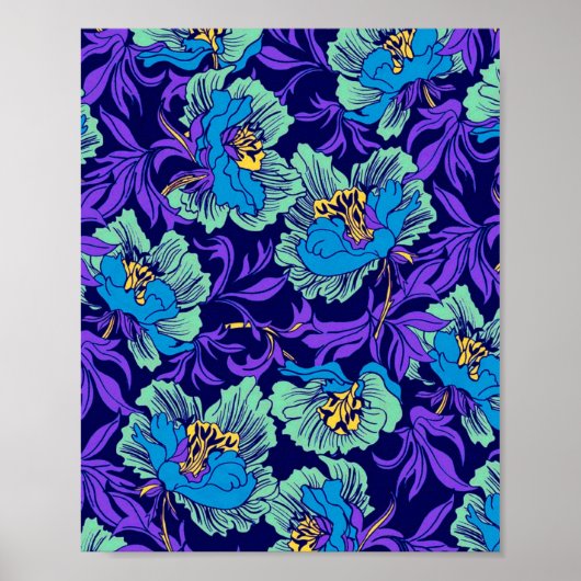 Lila und blaue Blumen William Morris Poster (Vorne)