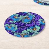 Lila und blaue Blumen William Morris Runder Pappuntersetzer (Angewinkelt)