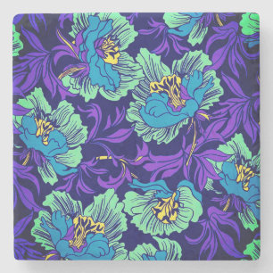 Lila und blaue Blumen William Morris Steinuntersetzer