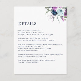 Lila und blaue Blumendetails / Gastinformationen Begleitkarte