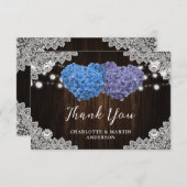 Lila und blaue Blumenhochzeit Dankeschön Karte (Vorne/Hinten)