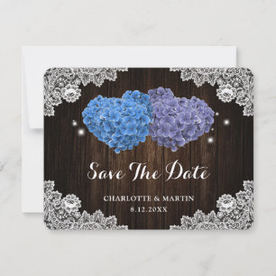 Lila und blaue Blumenhochzeit-Sparen Sie das Datum Save The Date