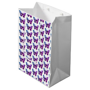 Lila und blaue Butterfly White Muster Halloween Mittlere Geschenktüte