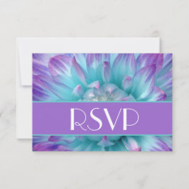 Lila und blaue Dahlia Petals UAWG Wedding RSVP Karte
