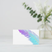 lila und blaue Federn Visitenkarte (Stehend Vorderseite)