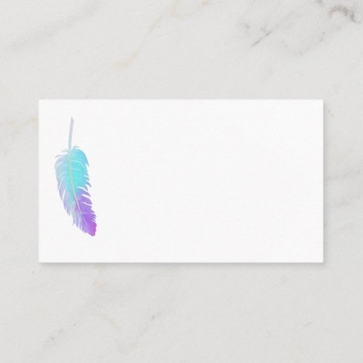 lila und blaue Federn Visitenkarte (Rückseite)