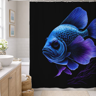 Lila und blaue Fische malen Duschvorhang