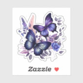 Lila und blaue Flora-Schmetterlinge Aufkleber (Blatt)