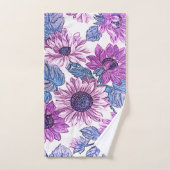 Lila und blaue Flora Set Badehandtuch (Handtuch)